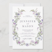 紫色のラベンダーの野生の花結婚式招待状 招待状 (正面)