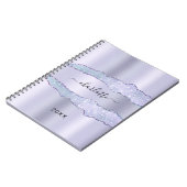 紫色のラベンダーの金属のアゲート大理石名 ノートブック (左側)