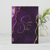 紫色のラベンダーアゲートウェディング日付を保存 招待状 (スタンド正面)