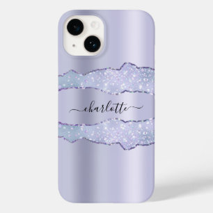 紫色のラベンダーアゲート大理石名スクリプト Case-Mate iPhone 14ケース