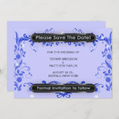 紫色のラベンダースワールつる植物日付の保存 セーブザデート (正面/裏面)