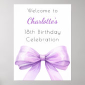 紫色のラベンダーバウの誕生日パーティーへようこそ ポスター (正面)