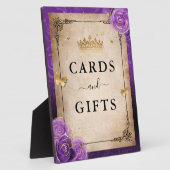 紫色のラベンダーバラ金ゴールドカードとギフトサイン フォトプラーク (側面)