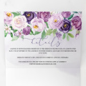 紫色のラベンダーバラ*DIY*色の変更スクリプト 三つ折り招待状 (内部最初)