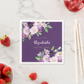 紫色のラベンダーピンク花模様誕生日 スタンダードカクテルナプキン (インサイチュ)