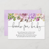 紫色のラベンダーフローラの赤ちゃんシャワーブックリクエスト エンクロージャーカード (正面/裏面)
