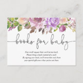 紫色のラベンダーフローラの赤ちゃんシャワーブックリクエスト エンクロージャーカード (正面)