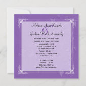 紫色のラベンダーフローラスワーズ写真結婚投稿 招待状 (裏面)