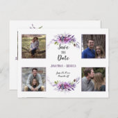 紫色のラベンダーフローラ写真の保存日付 案内ポストカード (正面/裏面)