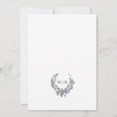 紫色のラベンダーフローラ結婚式の日付を保存 招待状 (裏面)