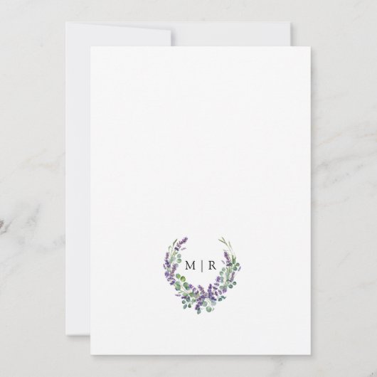 紫色のラベンダーフローラ結婚式の日付を保存 招待状 (裏面)