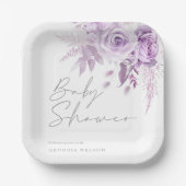紫色のラベンダーフローラ美しい赤ちゃんシャワー ペーパープレート (正面)