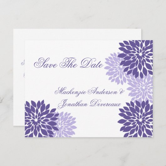 紫色のラベンダーホワイトフローラ保存日付 案内ポストカード (正面/裏面)