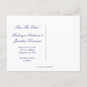 紫色のラベンダーホワイトフローラ保存日付 案内ポストカード (裏面)