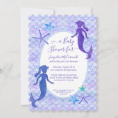 紫色のラベンダーマーメイドはかりで測ベビーガールシャワー 招待状 (正面)