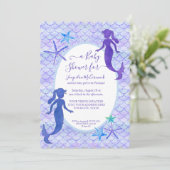 紫色のラベンダーマーメイドはかりで測ベビーガールシャワー 招待状 (スタンド正面)