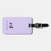 紫色のラベンダー名エレガントモダンイニシャル ラゲッジタグ (正面横)