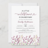 紫色のラベンダー小さなワイルドフラワーの赤ちゃんシャワー 招待状 (正面)