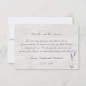 紫色のラベンダー結婚の花の世話 招待状 (裏面)