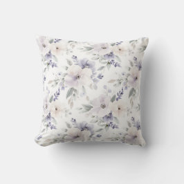 紫色のラベンダー色の白い花 クッション