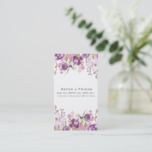 紫色のラベンダー薄紫フローラシックは友人を参照 紹介カード (スタンド正面)