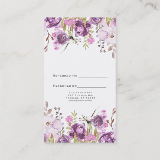 紫色のラベンダー薄紫フローラシックは友人を参照 紹介カード (裏面)