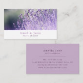 紫色のラベンダー、庭師、園芸家 名刺 (正面/裏面)