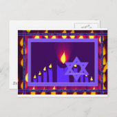 紫色のラベンド星n 縁ど 1に9燭の炎 ポストカード (正面/裏面)