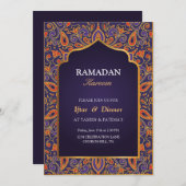 紫色のラマダンのイフタル招待 招待状 (正面/裏面)