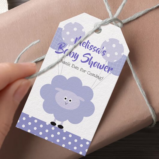 紫色のラム男女兼用赤ちゃんシャワーかわいい甘い ギフトタグ