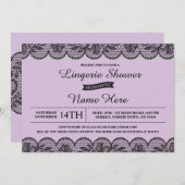 紫色のランジェリーの花嫁のシャワーの招待状のレースの薄紫 招待状 (正面/裏面)