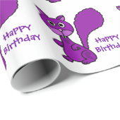 紫色のリスの誕生日Giftwrap ラッピングペーパー (ロールコーナー)