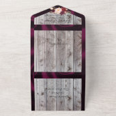 紫色のリボンとライト付きワイルドフラワー結婚ズ オールインワン招待状 (外側)