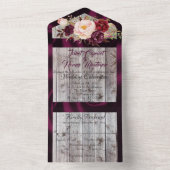 紫色のリボンとライト付きワイルドフラワー結婚ズ オールインワン招待状 (内側)