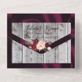 紫色のリボンとライト付きワイルドフラワー結婚ズ オールインワン招待状 (裏面)