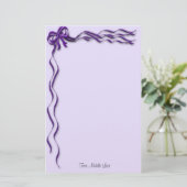 紫色のリボンと縁ど弓 便箋 (スタンド正面)