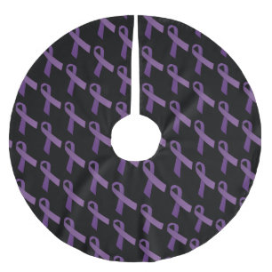 紫色のリボンのタイル模様 ブラッシュドポリエステルツリースカート