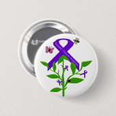 紫色のリボンの家庭内暴力の認識度ボタン 缶バッジ (正面&裏面)