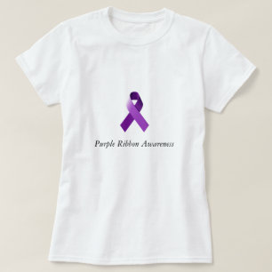 紫色のリボンの認識度の女性のワイシャツ Tシャツ