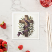 紫色のリボンを持つイースタークロス スタンダードカクテルナプキン (インサイチュ)