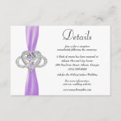 紫色のリボンインフィニティ結婚ハート詳細 エンクロージャーカード (正面)