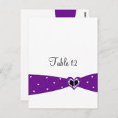 紫色のリボンテーブルのシーティングカード ポストカード (正面/裏面)