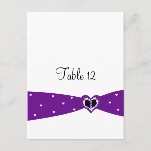 紫色のリボンテーブルのシーティングカード ポストカード (正面)