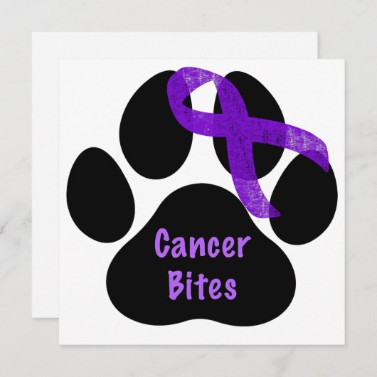 紫色のリボンポープリント膵臓がんカード (正面/裏面)