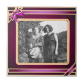 紫色のリボン写真テンプレートタイル タイル (正面)