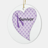 紫色のリボン及びハートの生存者のorament セラミックオーナメント (左)