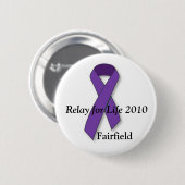 紫色のリボン、生命2010年、Fairfieldのリレー 缶バッジ (正面&裏面)