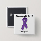 紫色のリボン、生命2010年、Fairfieldのリレー 缶バッジ (正面&裏面)