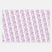 紫色のリンクハートパターンのラッピング紙シート ラッピングペーパーシート (正面3)