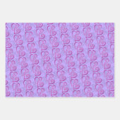 紫色のリンクハートパターンのラッピング紙シート ラッピングペーパーシート (正面2)